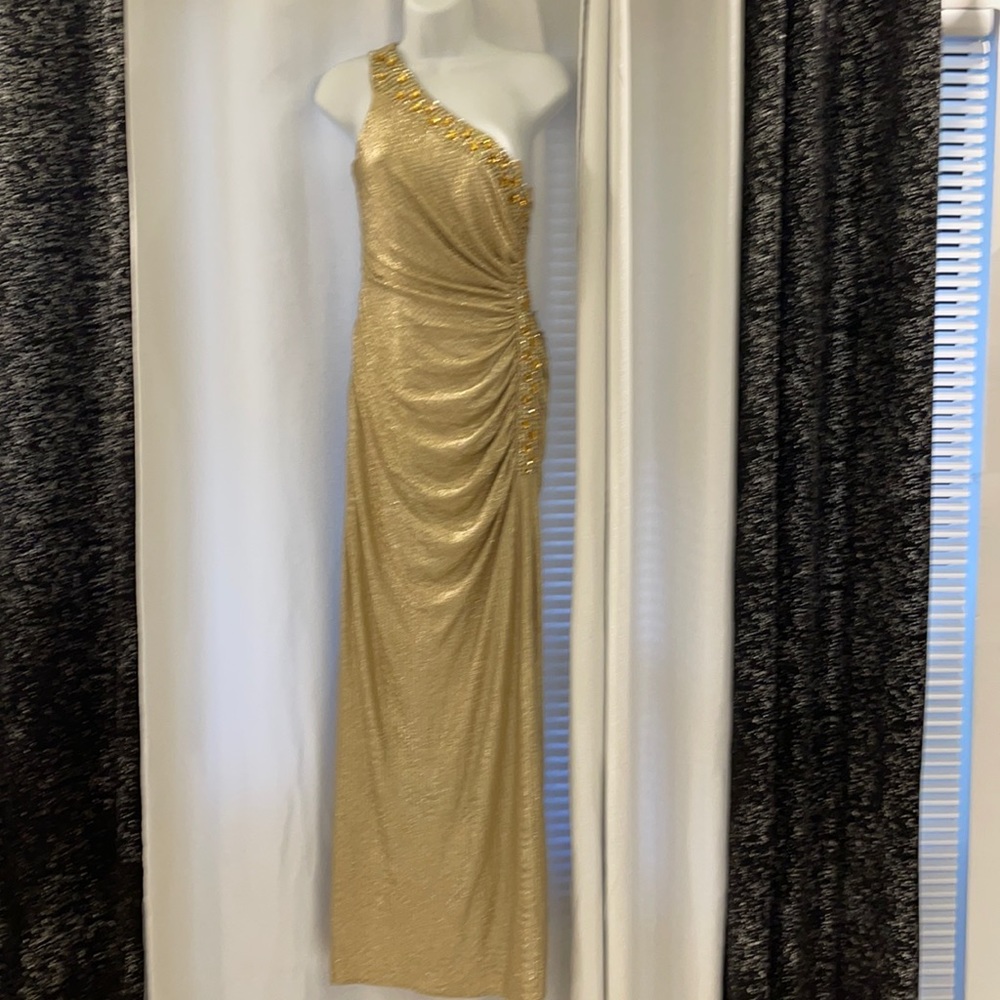Cache Gold Evening One Shoulder Dress